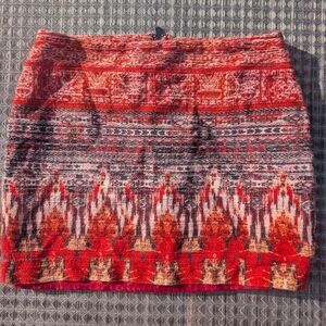 H&M Red and Black Geometric Pencil Skirt